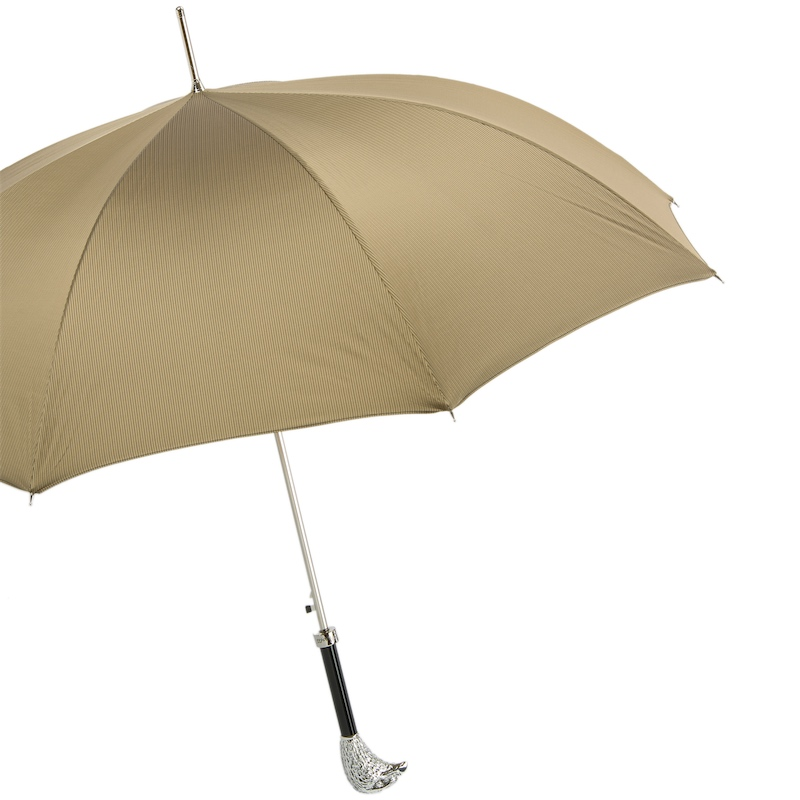 Silver Eagle Umbrella with Silver Plated Resin Handle – Handmade in Italy