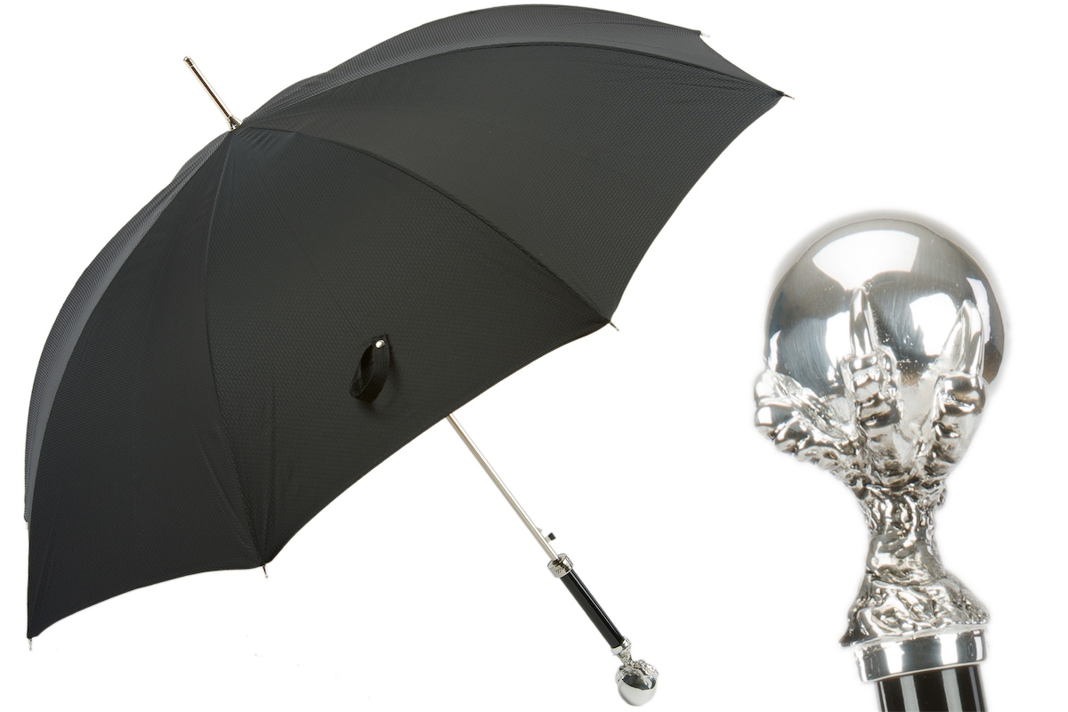 Designer Black Umbrella with Brass Claw Handle