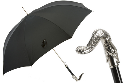Black Umbrella with Snake Handle – Handmade Italian Luxury