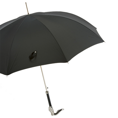 Black Umbrella with Snake Handle – Handmade Italian Luxury