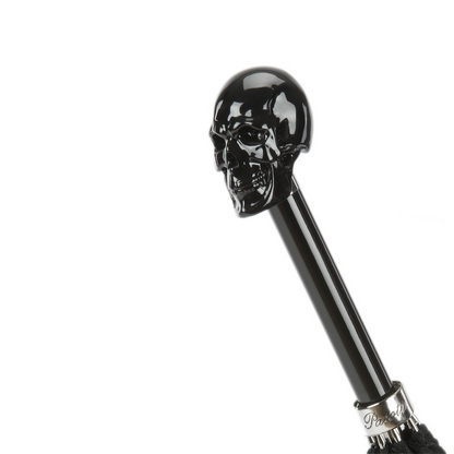 Black Umbrella with Black Skull Handle – Handmade Italian Luxury