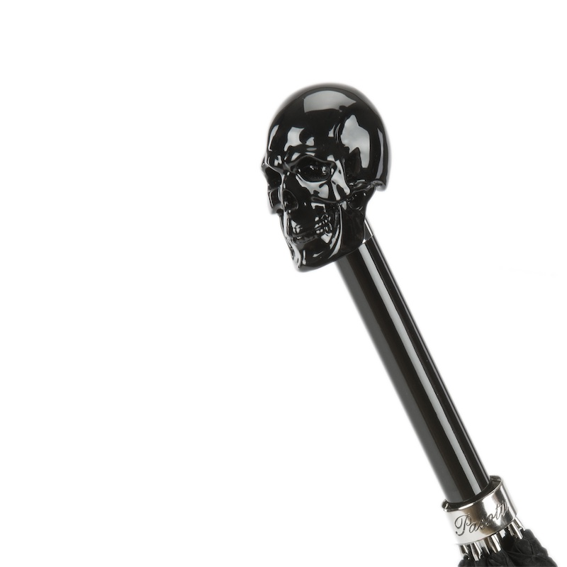 Black Umbrella with Black Skull Handle – Handmade Italian Luxury