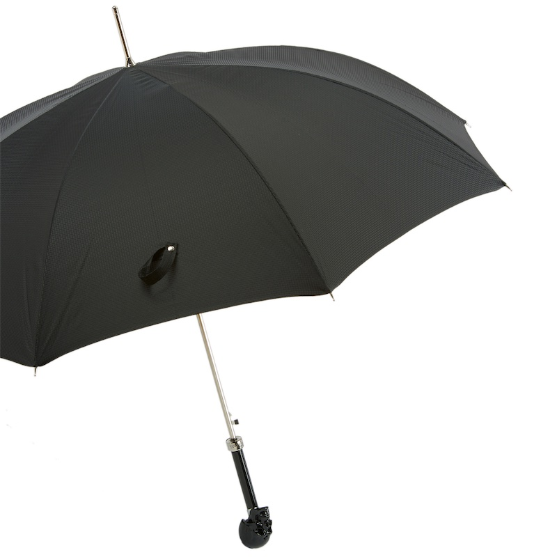 Black Umbrella with Black Skull Handle – Handmade Italian Luxury