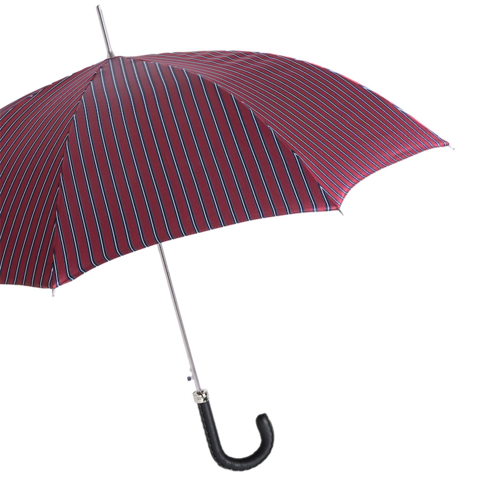 Gentleman Striped Umbrella with Leather Handle – Handmade in Italy