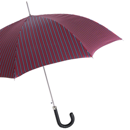 Gentleman Striped Umbrella with Leather Handle – Handmade in Italy