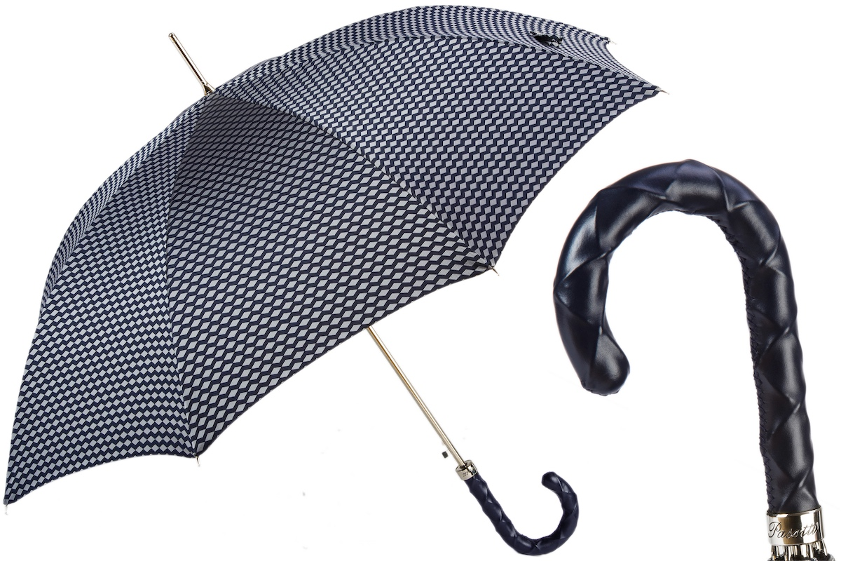 Luxury Umbrella with Twisted Leather Handle – Handmade in Italy