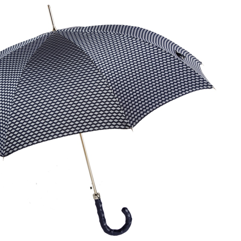 Luxury Umbrella with Twisted Leather Handle – Handmade in Italy