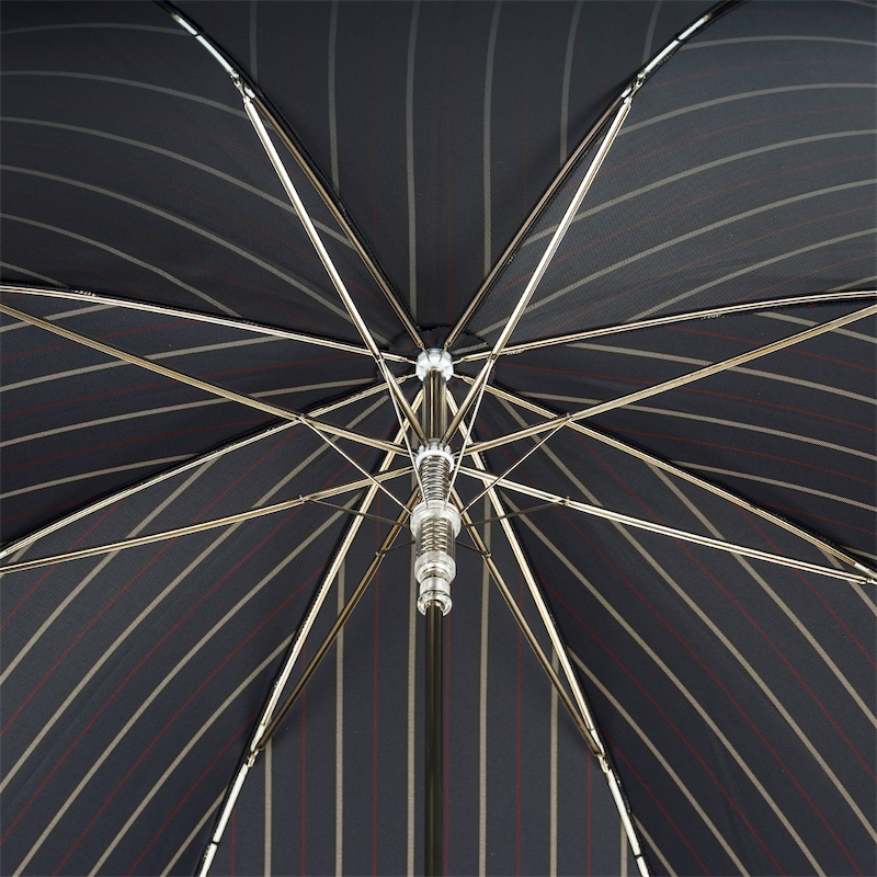 Striped Umbrella with Silver Monkey Handle – Handmade Italian Luxury