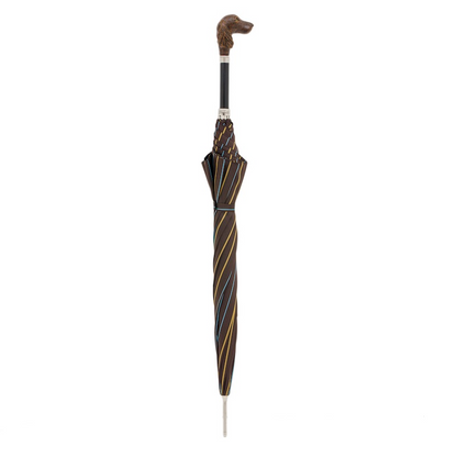 Striped Umbrella with Dog Handle, Automatic, Handmade in Italy
