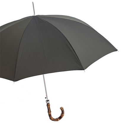 Bicolor Gent Automatic Umbrella with Whangee Handle, Handmade in Italy
