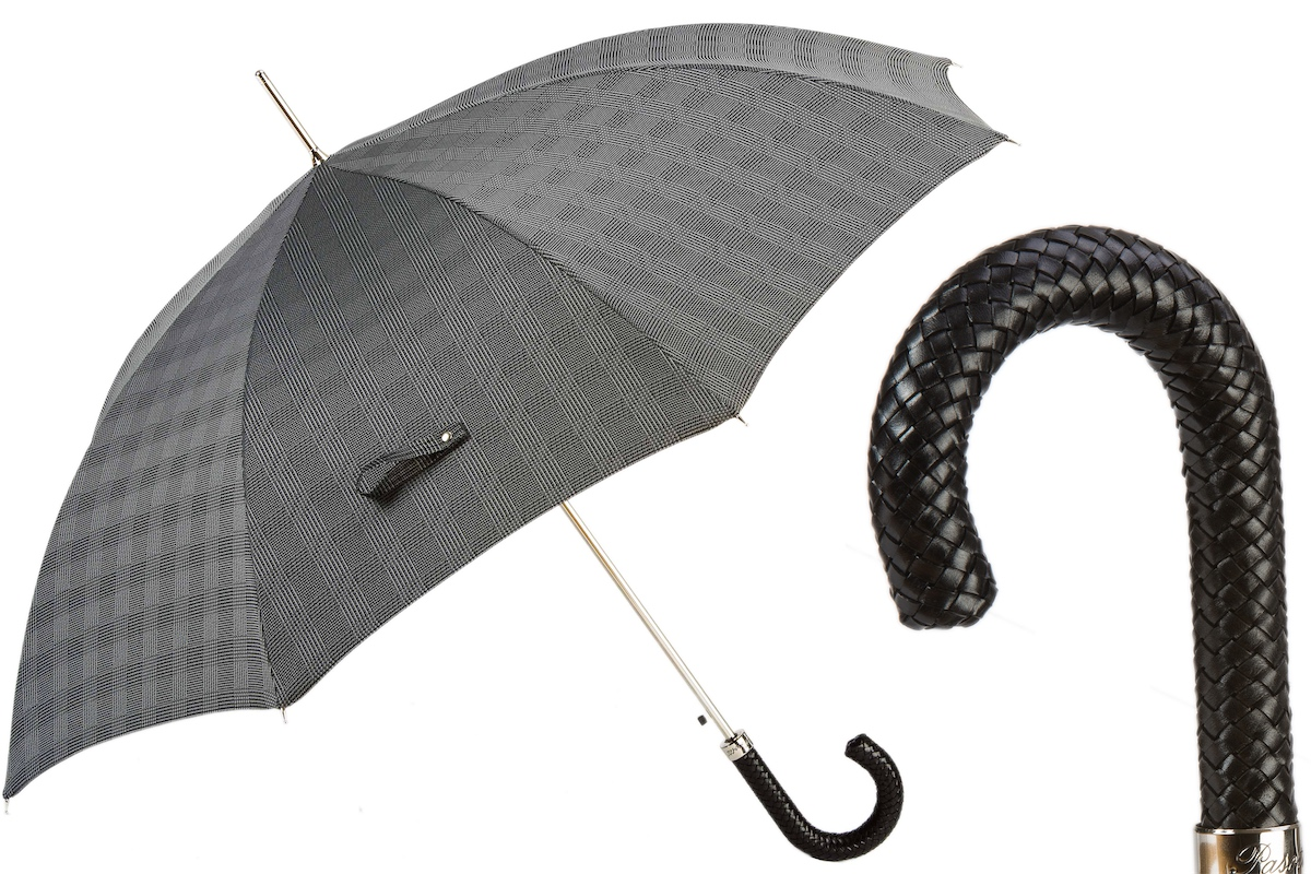 Milford Umbrella with Braided Leather Handle – Handmade in Italy