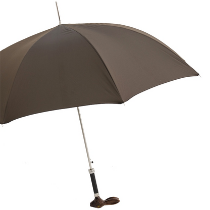 Brown Umbrella with Rabbit Handle – Luxury Italian Automatic Umbrella