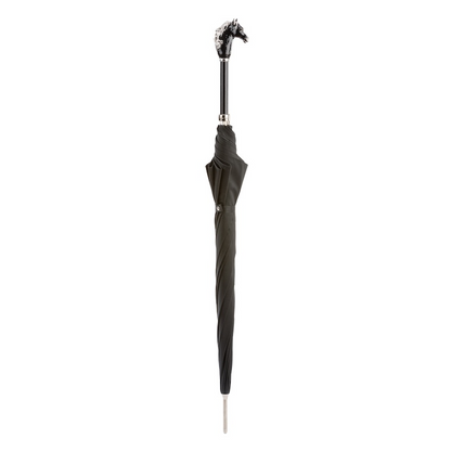 Black Horse Umbrella with Enameled Brass Handle – Handmade in Italy