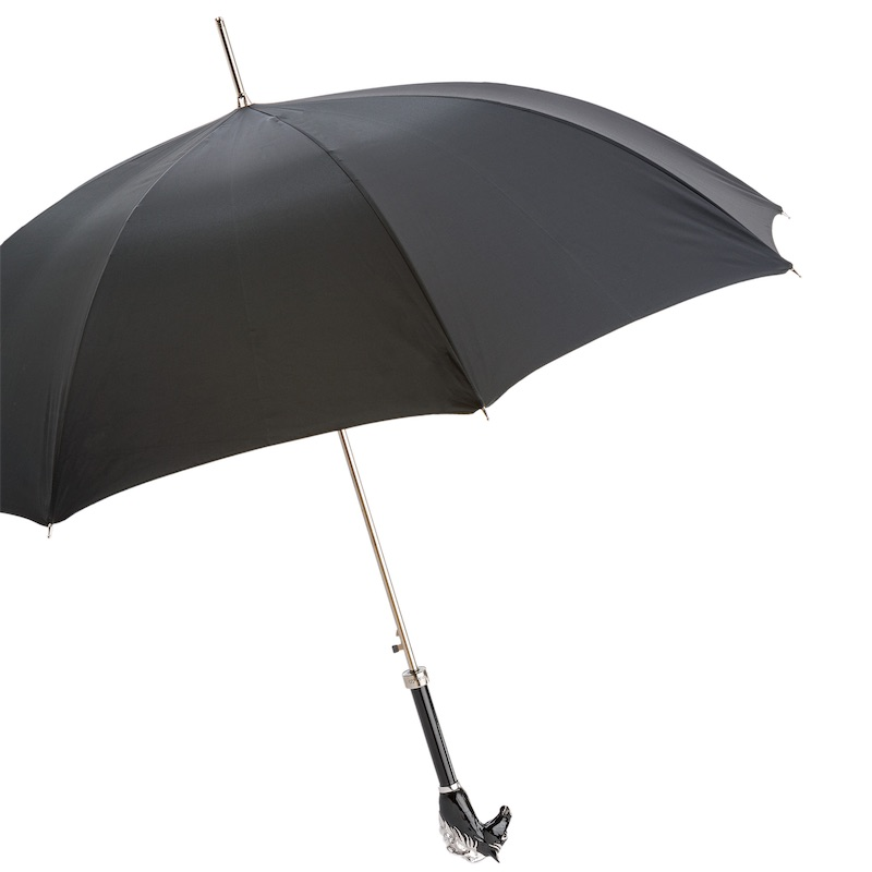 Black Horse Umbrella with Enameled Brass Handle – Handmade in Italy