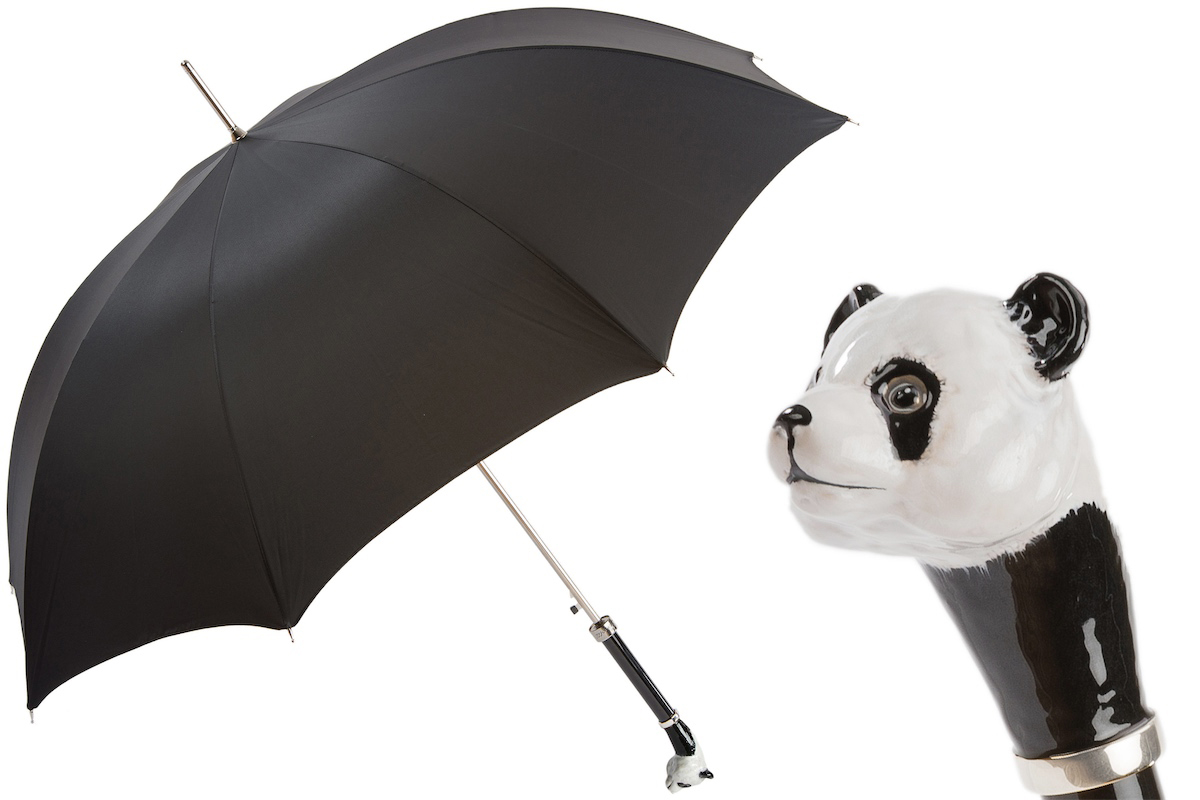 Panda Umbrella with Enameled Brass Handle – Handmade in Italy