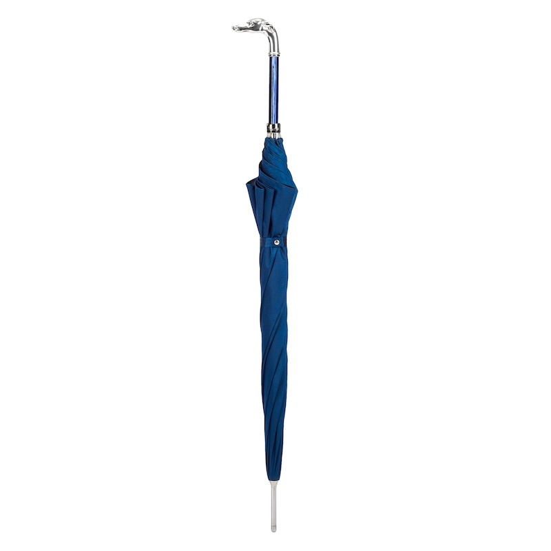 Blue Umbrella with Silver Greyhound Handle – Handmade Italian Luxury