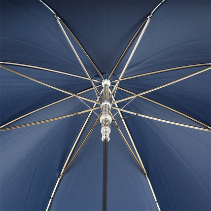 Blue Umbrella with Silver Greyhound Handle – Handmade Italian Luxury