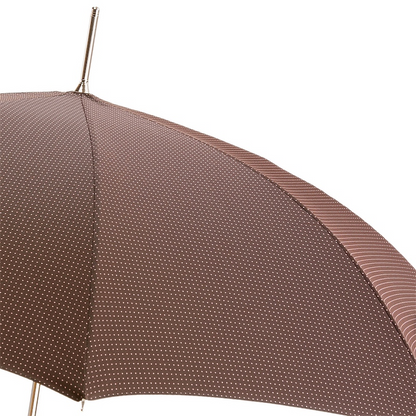 Gentleman Umbrella with Brown Leather Handle, Handmade in Italy