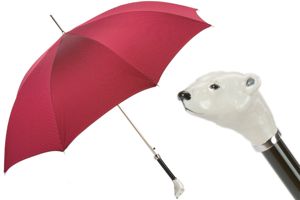 Umbrella with Enameled Bear Handle – Handmade in Italy