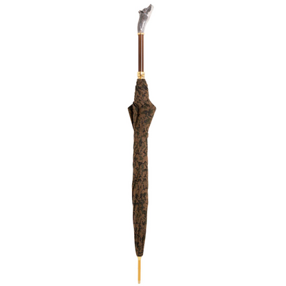Luxury Wolf Umbrella with Brass Handle – Handmade Italian Design