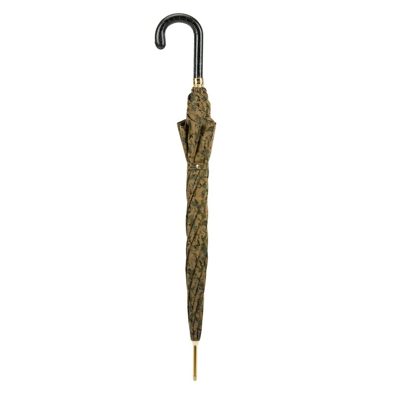 Camouflage Umbrella with Leather Handle – Handmade Italian Luxury