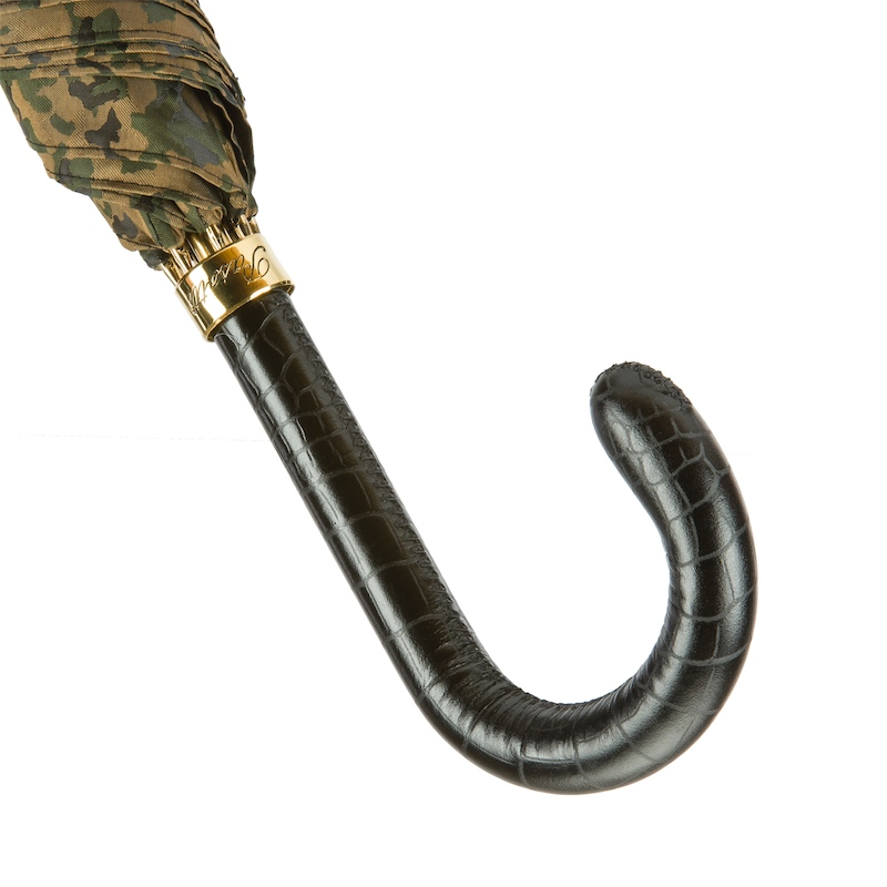 Camouflage Umbrella with Leather Handle – Handmade Italian Luxury