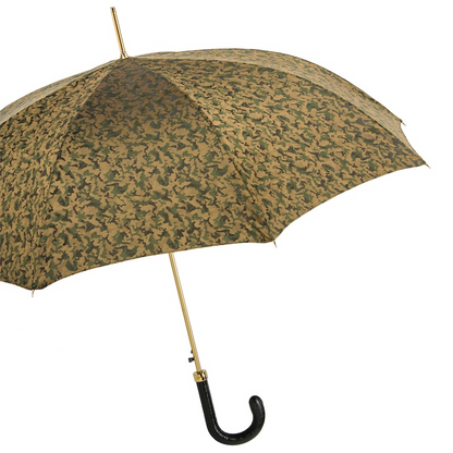 Camouflage Umbrella with Leather Handle – Handmade Italian Luxury