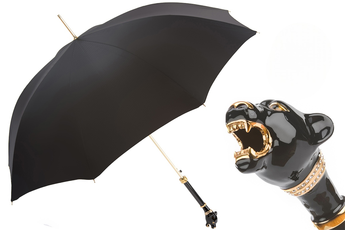 Black Panther Men’s Umbrella with Enameled Brass Handle