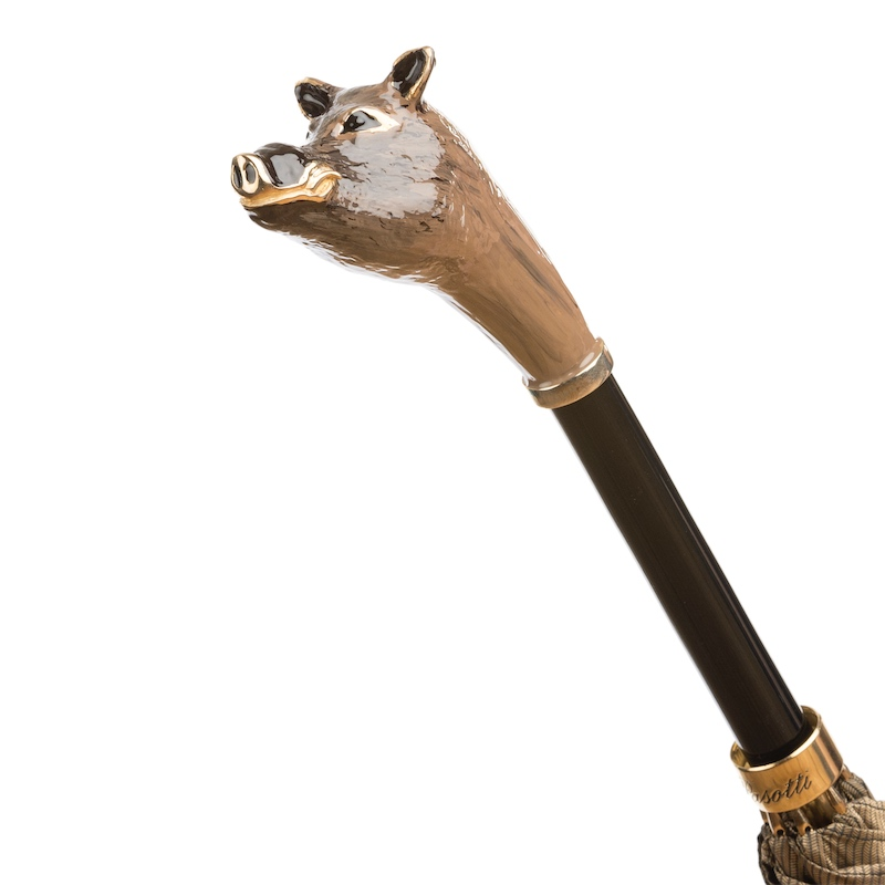 Boar Umbrella with Enameled Brass Handle – Handmade in Italy