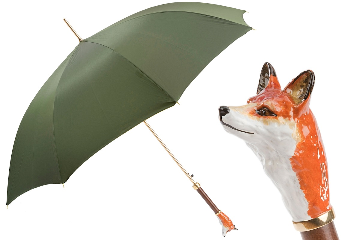 Fox Umbrella with Enameled Brass Handle – Handmade in Italy
