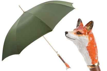 Fox Umbrella with Enameled Brass Handle – Handmade in Italy