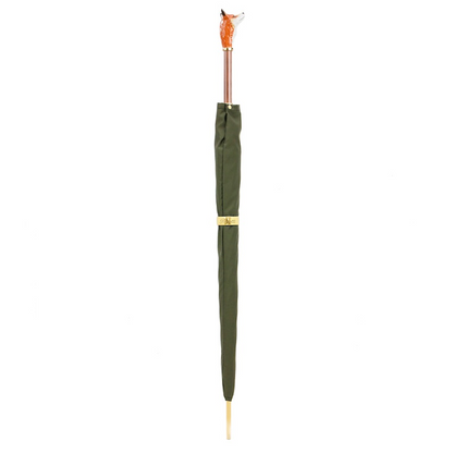 Fox Umbrella with Enameled Brass Handle – Handmade in Italy