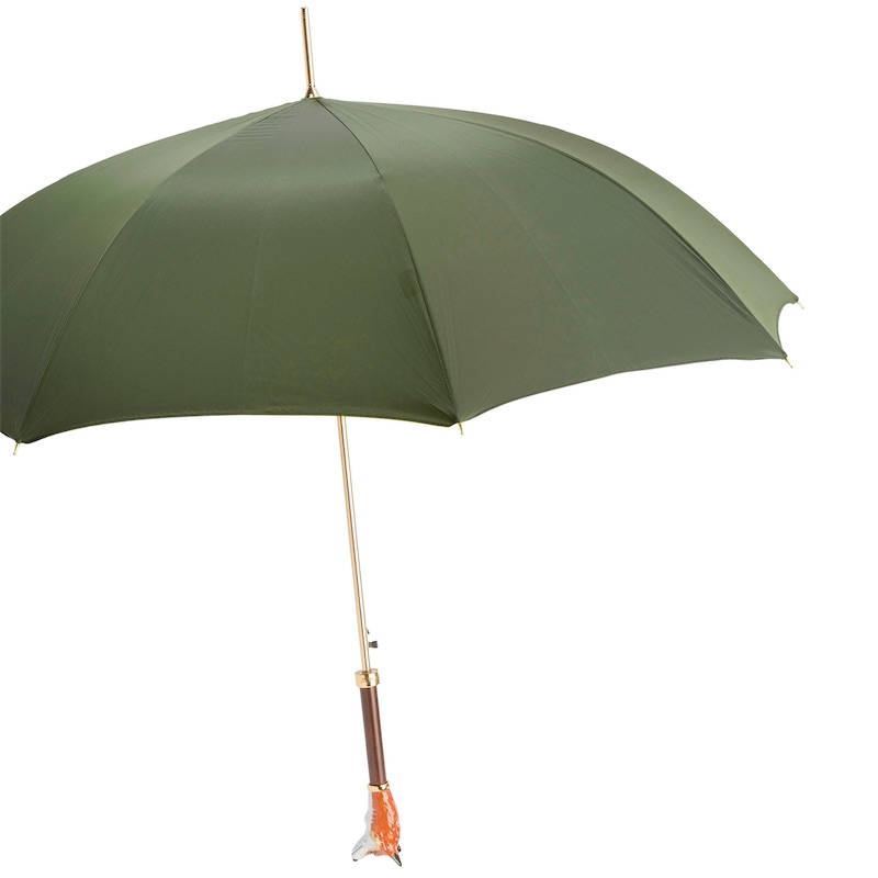 Fox Umbrella with Enameled Brass Handle – Handmade in Italy