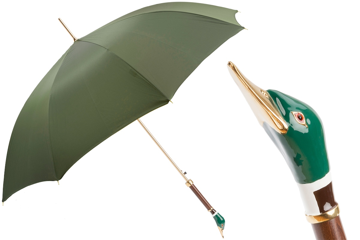 Mallard Umbrella with Enameled Brass Handle – Handmade in Italy