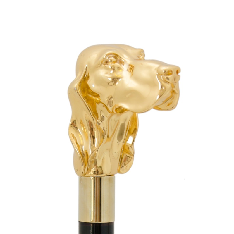 Burgundy Umbrella with Golden Dog Handle – Handmade in Italy
