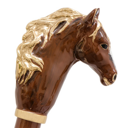Brown Horse Luxurious Umbrella with Enameled Brass Handle