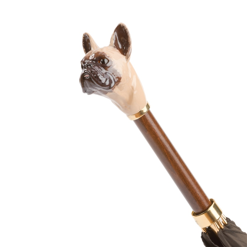 French Bulldog Umbrella with Enameled Brass Handle – Handmade in Italy