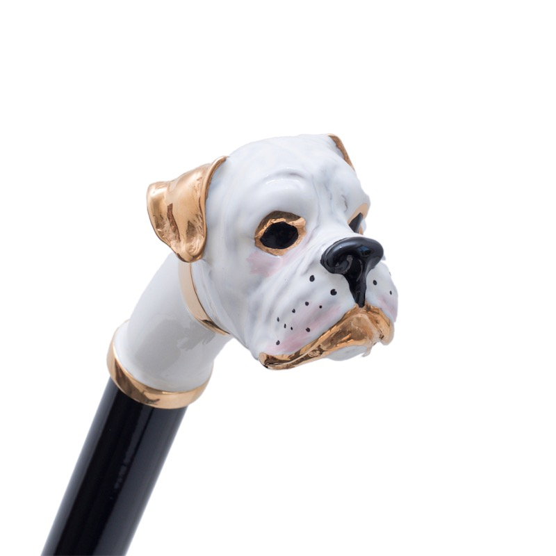 White Boxer Dog Handle Umbrella – Handmade Italian Luxury