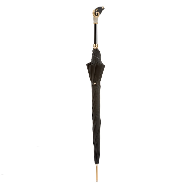 Mouflon Umbrella with Enameled Brass Handle – Handmade Italian Luxury