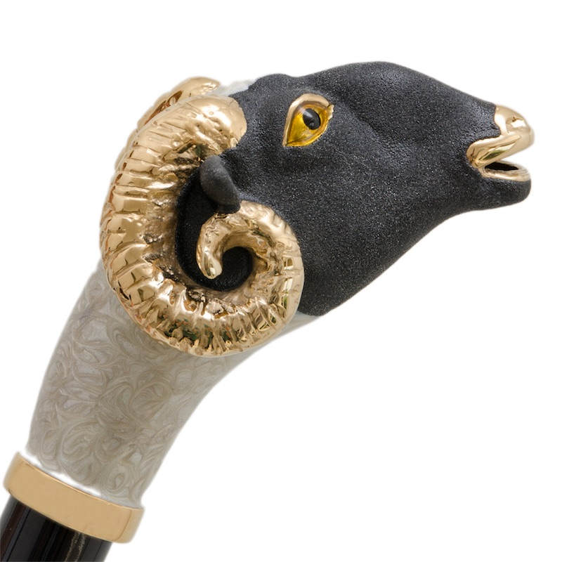Mouflon Umbrella with Enameled Brass Handle – Handmade Italian Luxury