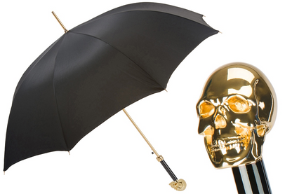 Golden Skull Umbrella with Gilt Resin Handle – Handmade in Italy