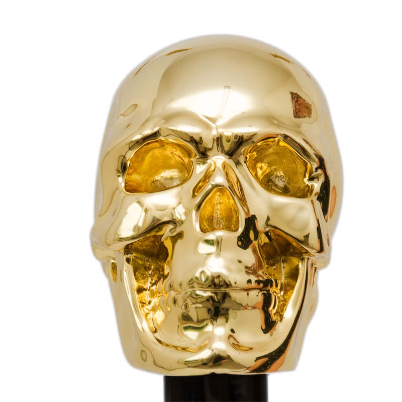 Golden Skull Umbrella with Gilt Resin Handle – Handmade in Italy