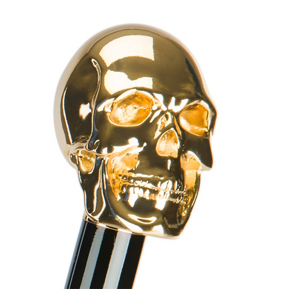 Golden Skull Umbrella with Gilt Resin Handle – Handmade in Italy