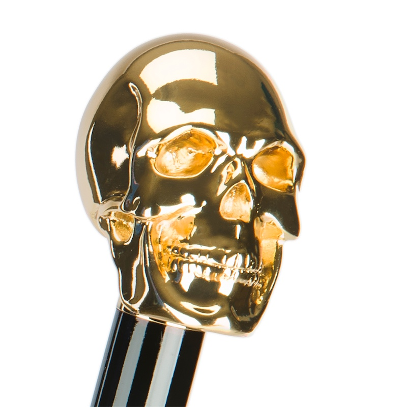Golden Skull Umbrella with Gilt Resin Handle – Handmade in Italy