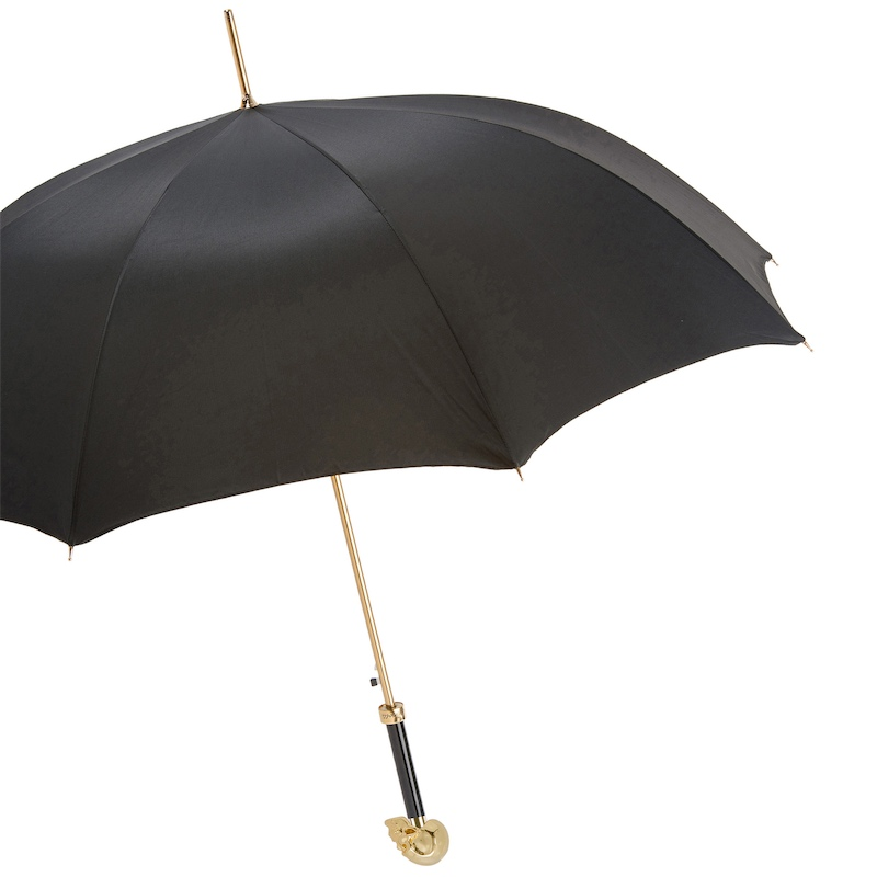 Golden Skull Umbrella with Gilt Resin Handle – Handmade in Italy
