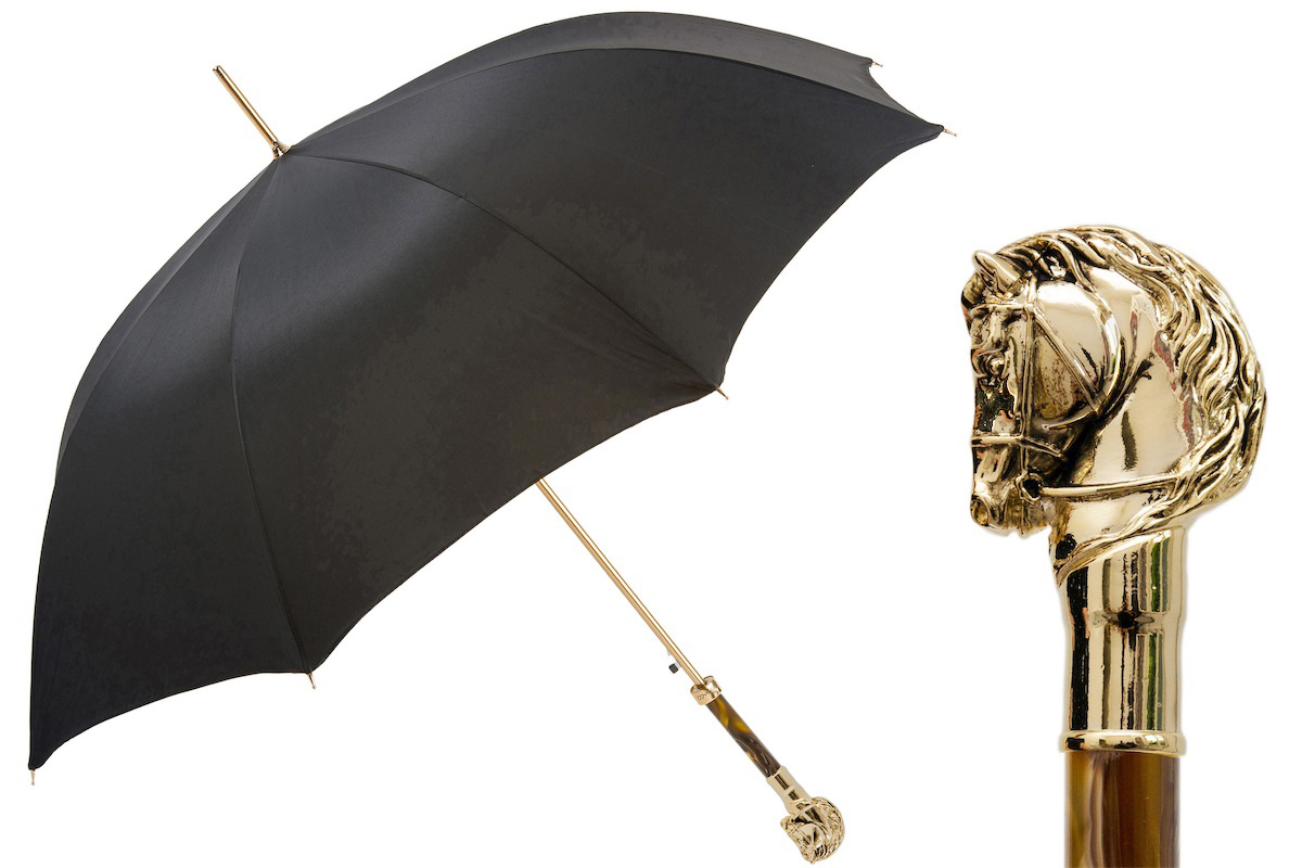 Luxury Golden Horse Umbrella – Handmade Italian Designer Craft