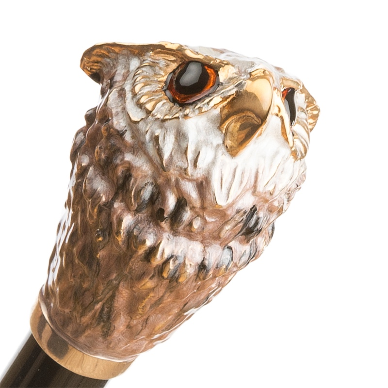 Luxury Owl Umbrella with Enameled Brass Handle – Handmade in Italy