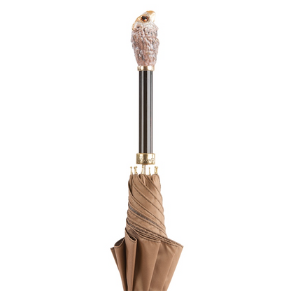 Luxury Owl Umbrella with Enameled Brass Handle – Handmade in Italy
