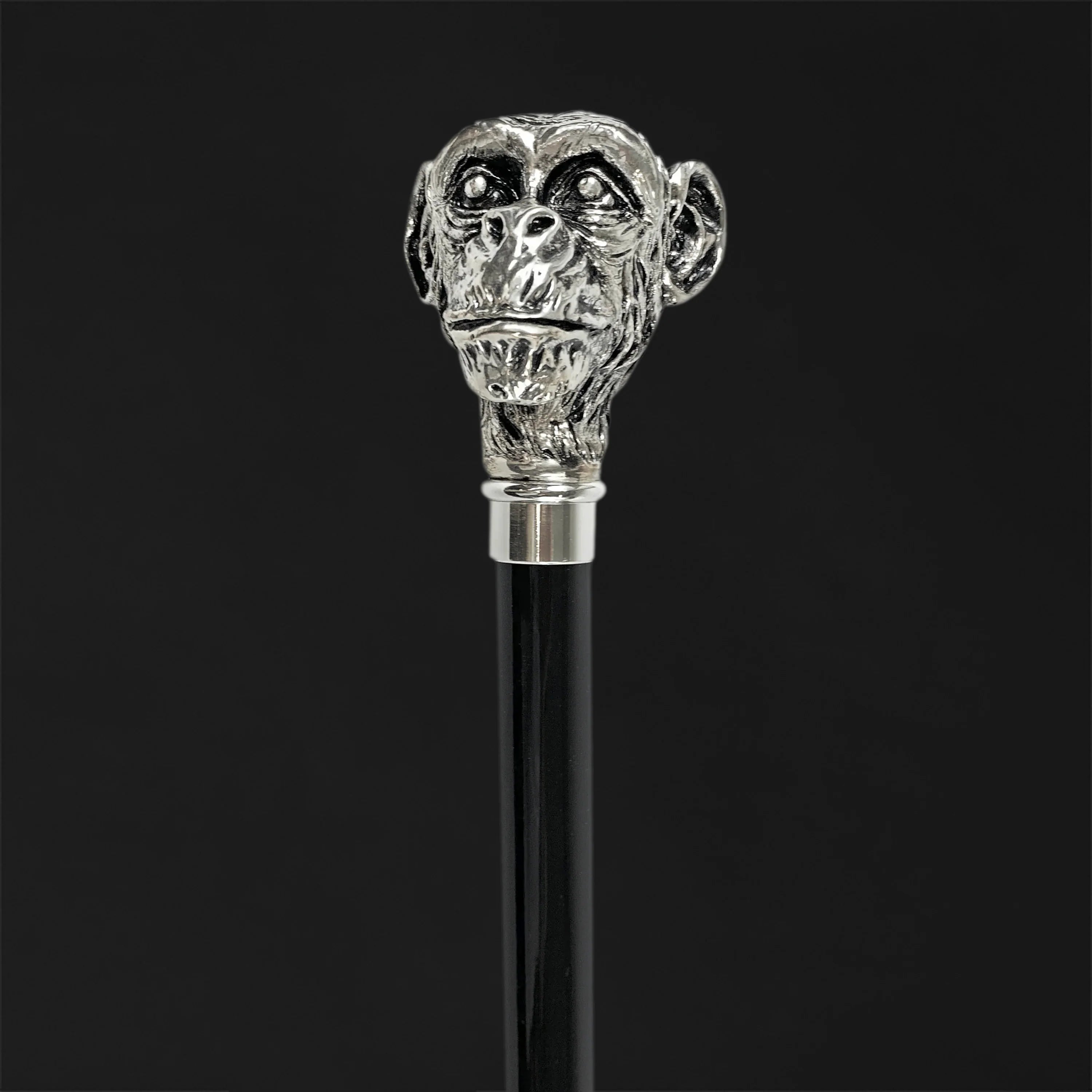 Luxury Silver Monkey Walking Cane – 925 Silver-Plated Art Cane