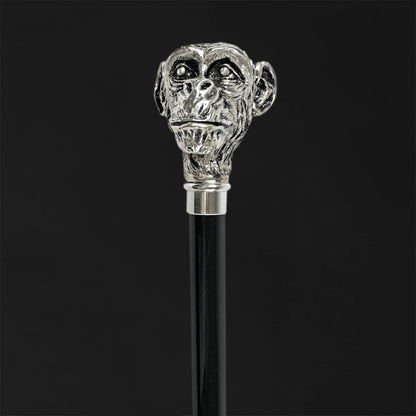 Luxury Silver Monkey Walking Cane – 925 Silver-Plated Art Cane